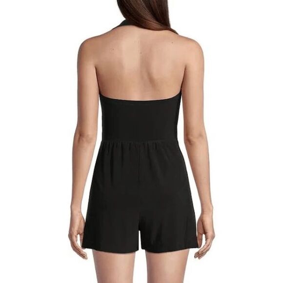 Norma Kamali Black Cayala Halter Neck Stretch Shorts Romper XS - Picture 12 of 12